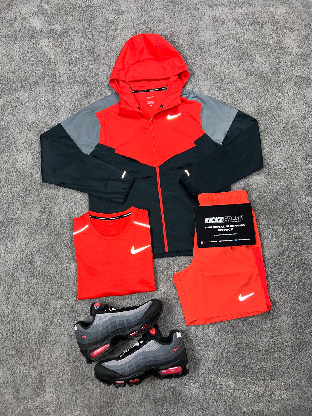 NIKE WINDRUNNER 3-TEILIGES HERRENSET „CRIMSON ROT SCHWARZ“